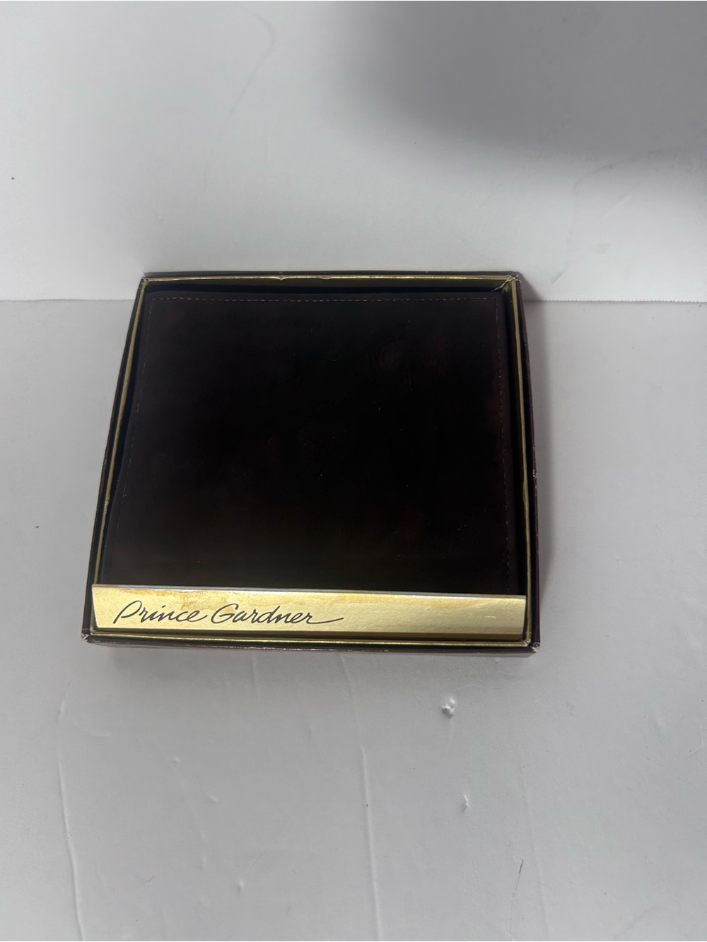 Dark Brown Leather Key & Card Holder with Gold Accent